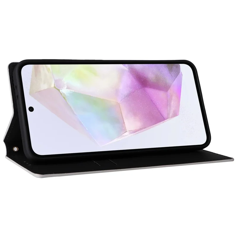 Capa de telefone de couro com estampa de losango para Samsung Galaxy A56 5G - Prata
