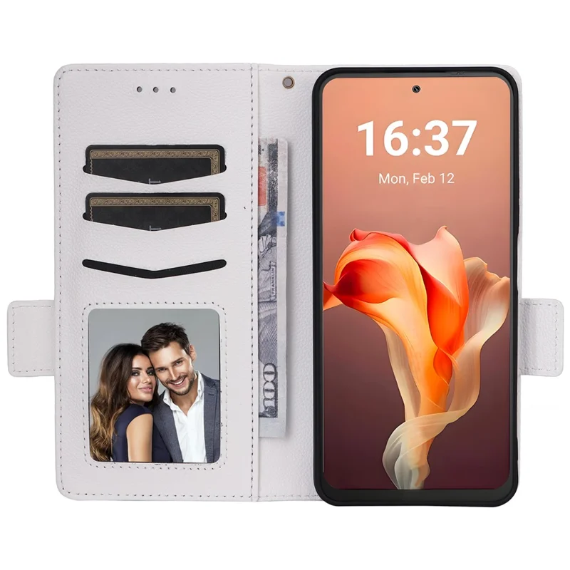 For Blackview Shark 9 5G Case with Wrist Strap Litchi Texture PU Leather Wallet Phone Cover - White