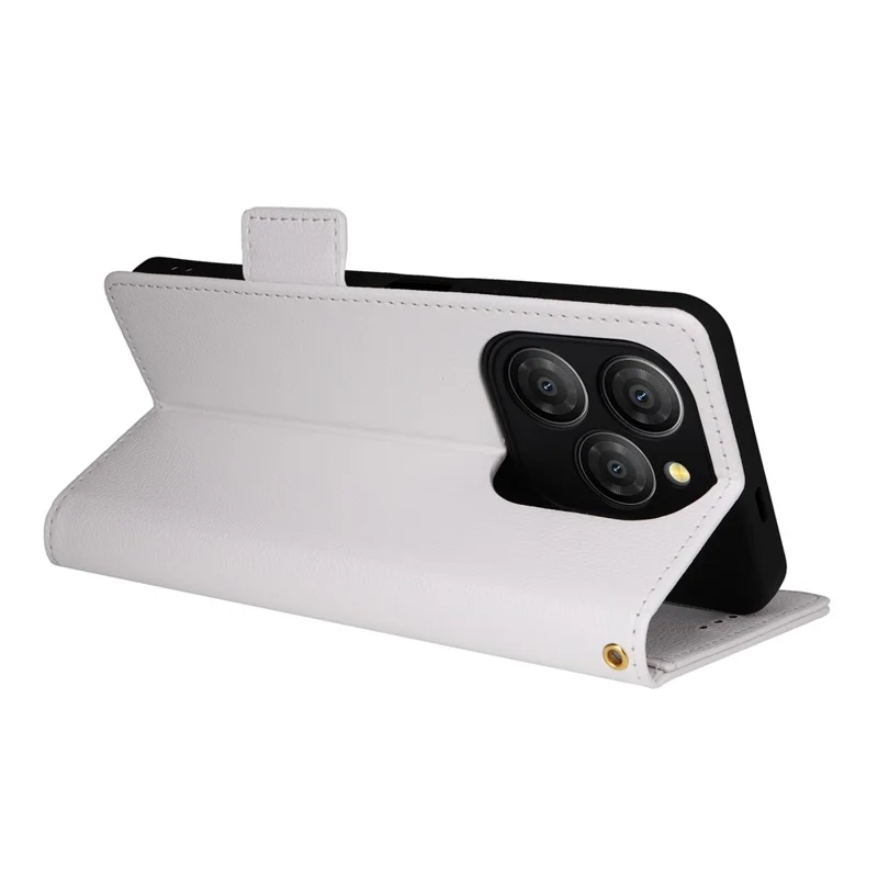 For Blackview Shark 9 5G Case with Wrist Strap Litchi Texture PU Leather Wallet Phone Cover - White