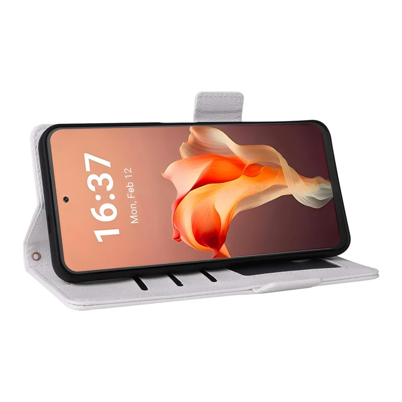 For Blackview Shark 9 5G Case with Wrist Strap Litchi Texture PU Leather Wallet Phone Cover - White