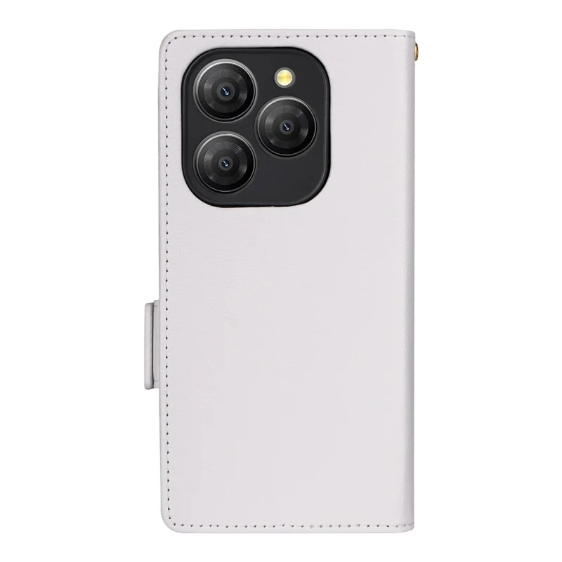 For Blackview Shark 9 5G Case with Wrist Strap Litchi Texture PU Leather Wallet Phone Cover - White