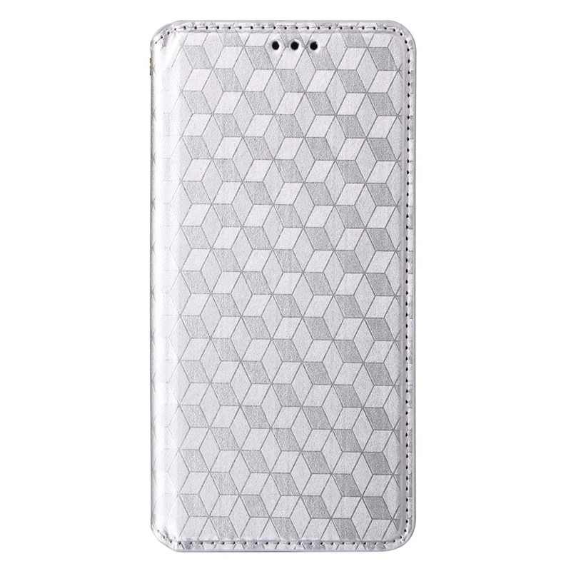 For Blackview Shark 9 5G Wallet Case Rhombus Imprinted Leather Phone Cover - Silver