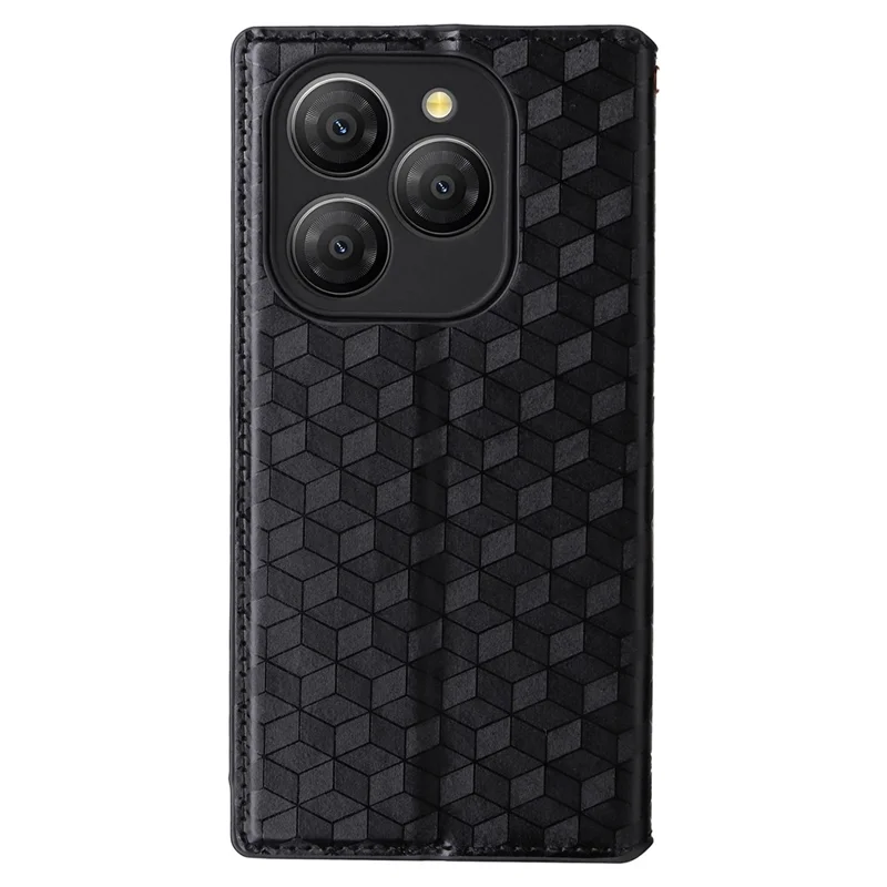 For Blackview Shark 9 5G Wallet Case Rhombus Imprinted Leather Phone Cover - Black