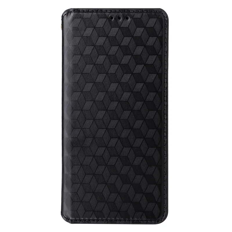 For Blackview Shark 9 5G Wallet Case Rhombus Imprinted Leather Phone Cover - Black