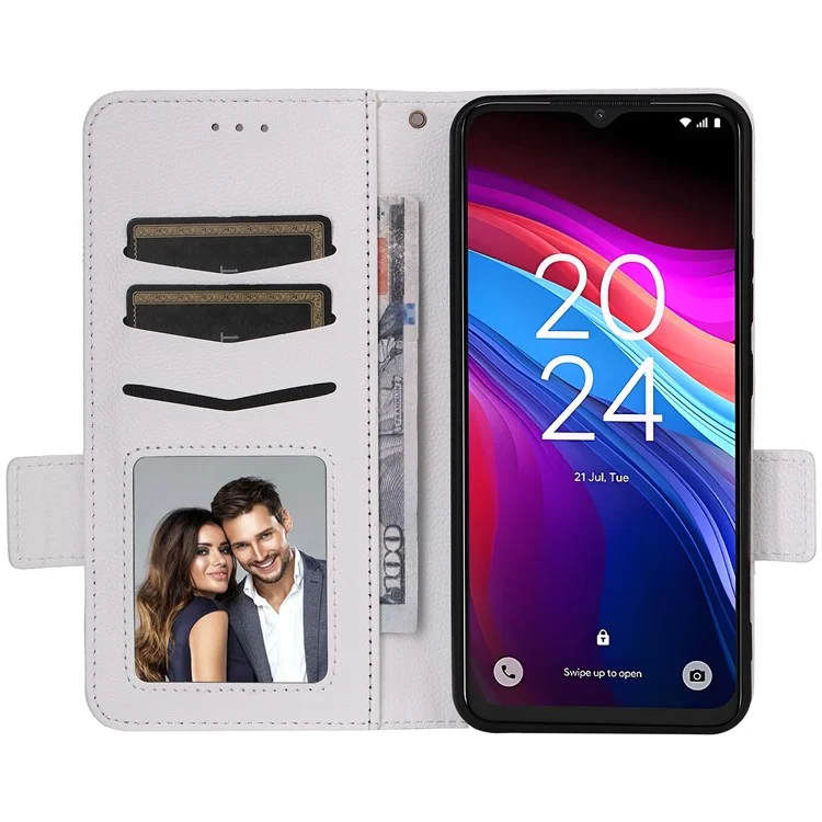 Custodia per TCL 503 Texture in pelle PU Portafoglio a Libro - Bianco