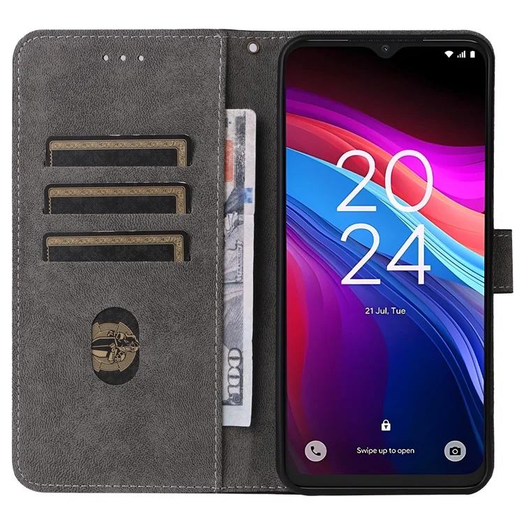 Для TCL 503 кошелек чехол RFID блокирующий PU кожаный чехол со стойкой - Черный