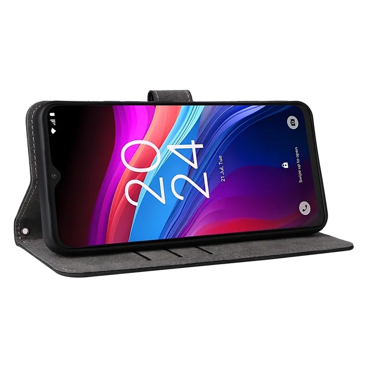 Для TCL 503 кошелек чехол RFID блокирующий PU кожаный чехол со стойкой - Черный