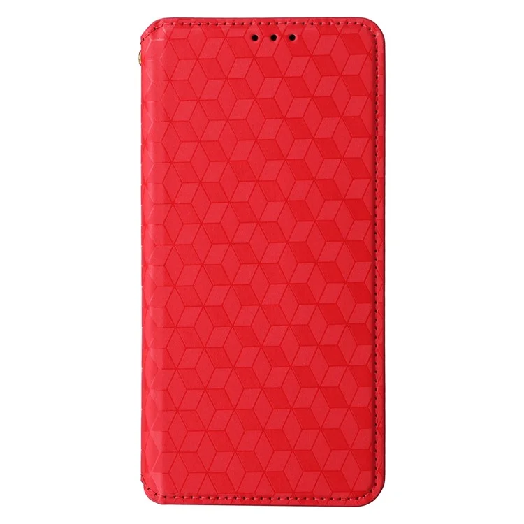 For Meizu Note 21 / Ulefone Note 20 Pro Wallet Case Rhombus Imprinted Leather Phone Cover - Red
