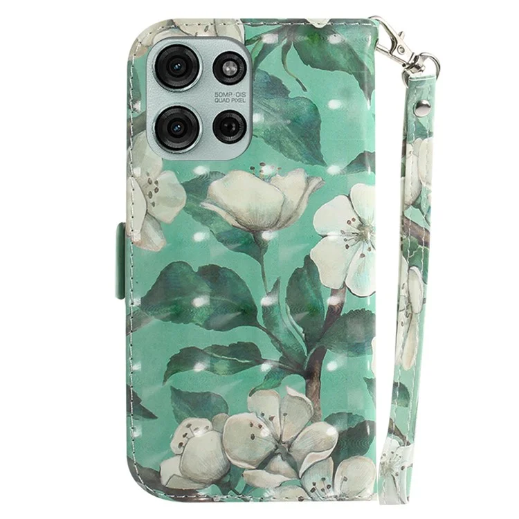 Funda para Motorola Moto G75 5G con estampado de flores en acuarela, de piel y con billetera
