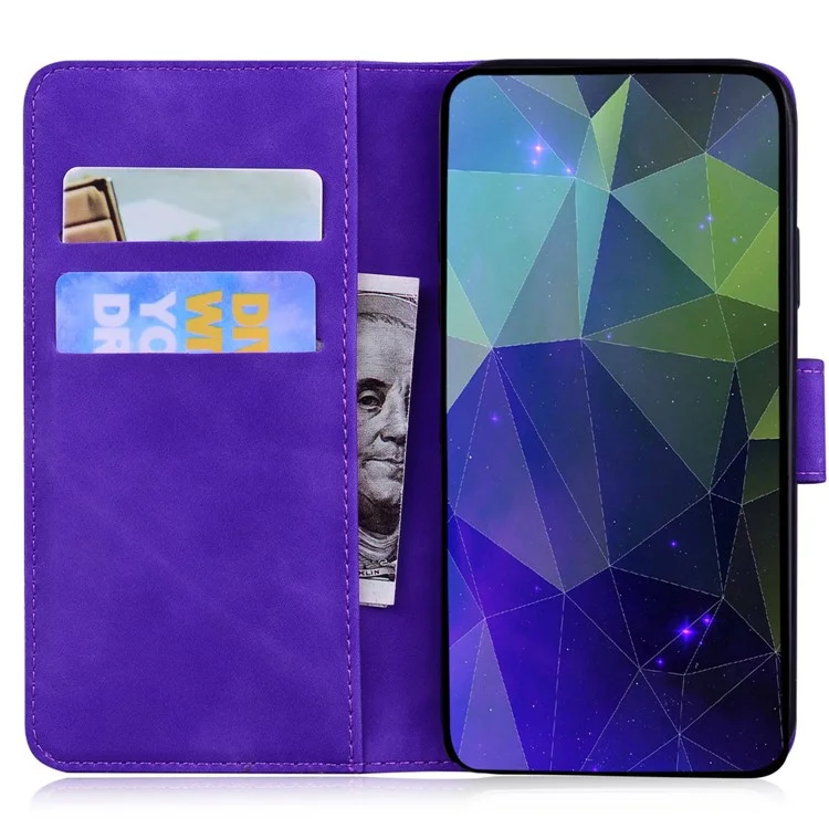 Für Motorola Moto G75 5G Hülle Tiger Prägung Leder Brieftasche Handyhülle - Lila