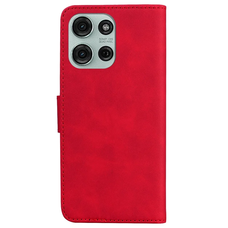 For Motorola Moto G75 5G Case Solid Color Leather Wallet Phone Cover - Red