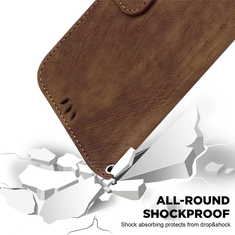 Funda de cartera de piel con estampado de tigre y protección contra golpes para Motorola Moto G75 5G - Marrón