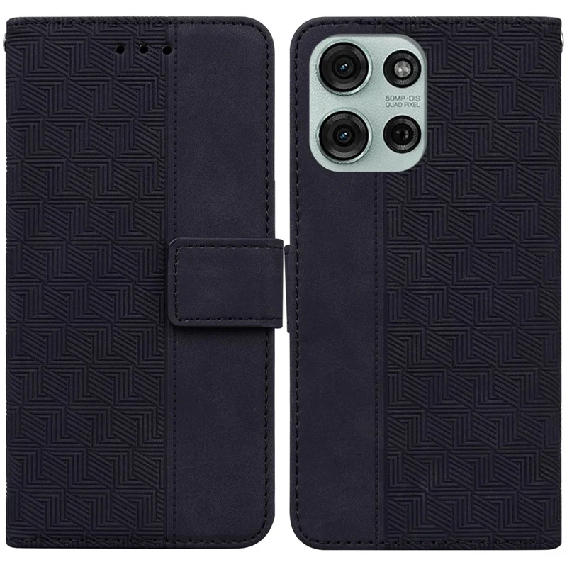 Для Motorola Moto G75 5G Чехол Геометрический узор Кожаный кошелек Чехол для телефона - Черный