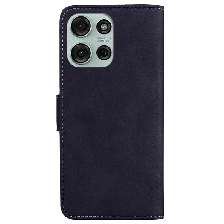 Funda con soporte para Motorola Moto G75 5G de piel sintética con estampado de mariposa - Negro