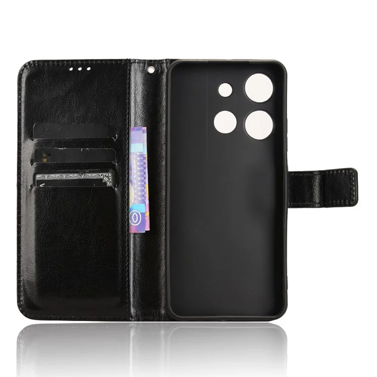 Für TCL 503 Hülle Crazy Horse Textur PU Leder Handytasche - Schwarz