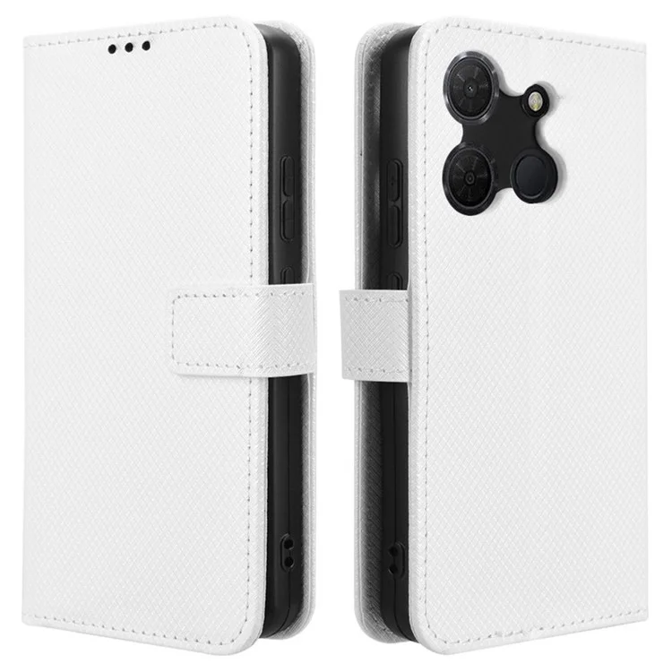 Custodia per TCL 503 in pelle PU con texture a diamante - Bianco