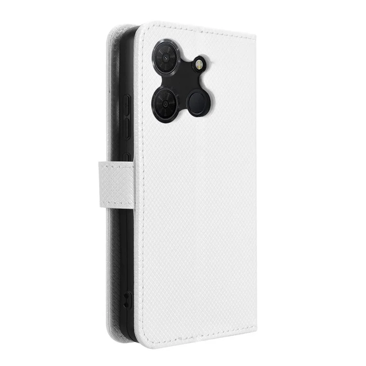Custodia per TCL 503 in pelle PU con texture a diamante - Bianco