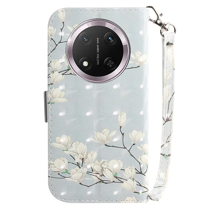 Für Honor X9c 5G-Hülle mit Musterdruck, Leder-Brieftaschencover - Magnolie