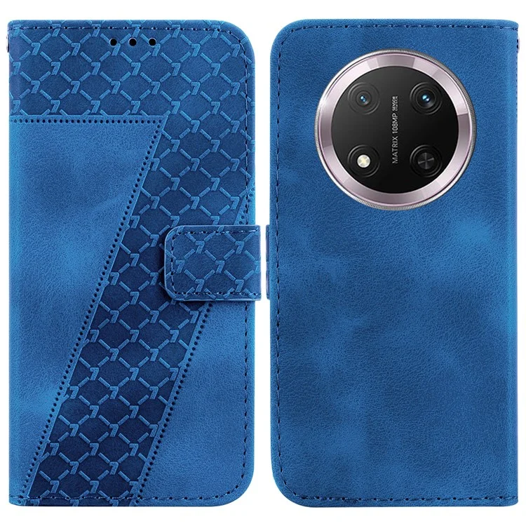 Custodia in pelle per telefono con motivo a forma di 7 per For Honor X9c 5G - Blu scuro