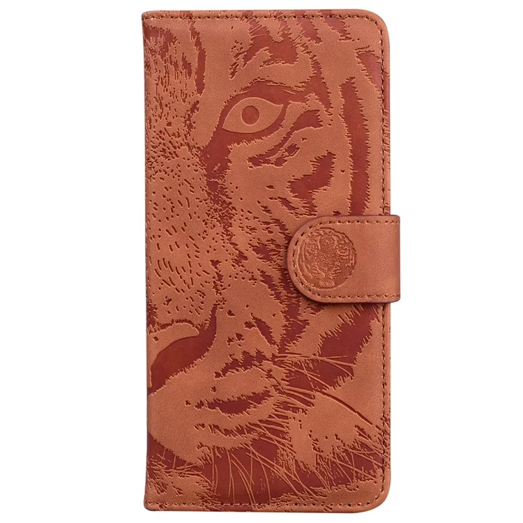 Funda para Honor X9c 5G con estampado de tigre, de cuero y cartera - Marrón