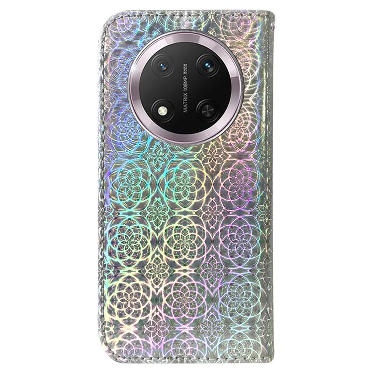 Étui de protection 5G Stand For Honor X9c avec fleurs scintillantes en cuir - Gris