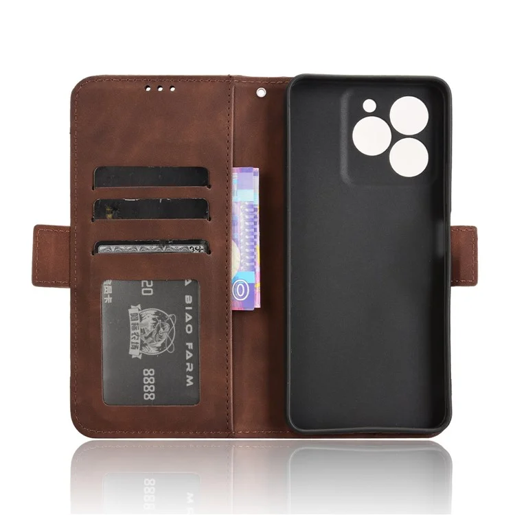 For Meizu Note 21 / Ulefone Note 20 Pro Leather Case Phone Wallet Cover with Multiple Card Slots - Brown