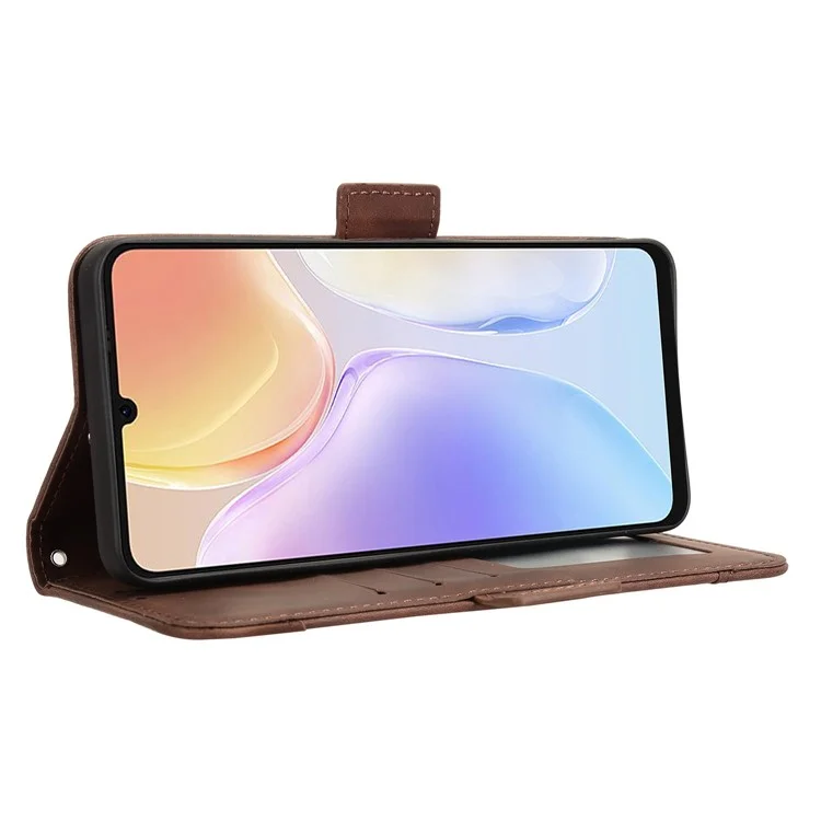 For Meizu Note 21 / Ulefone Note 20 Pro Leather Case Phone Wallet Cover with Multiple Card Slots - Brown