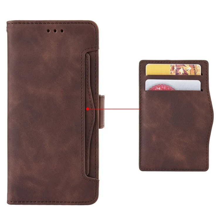 For Meizu Note 21 / Ulefone Note 20 Pro Leather Case Phone Wallet Cover with Multiple Card Slots - Brown