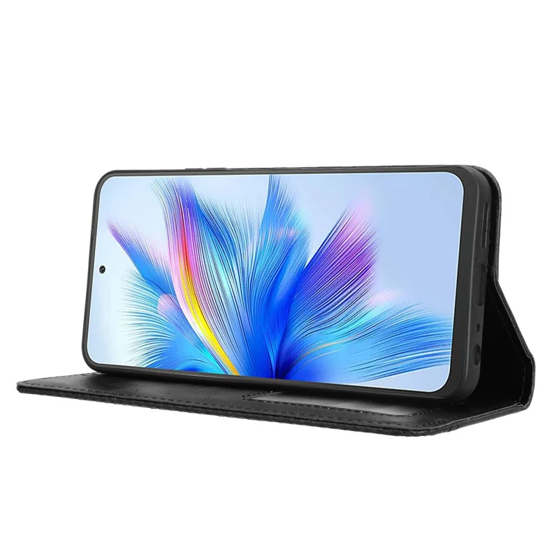 For Blackview Shark 9 5G Leather Case Wallet Stand Retro Texture Phone Cover - Black