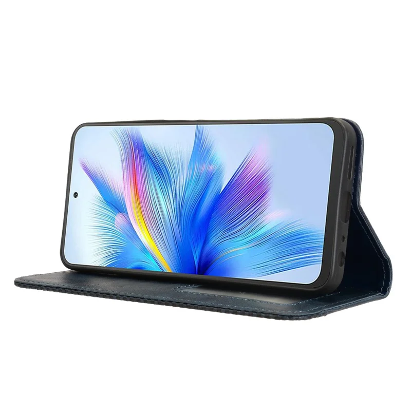 For Blackview Shark 9 5G Leather Case Wallet Stand Retro Texture Phone Cover - Blue