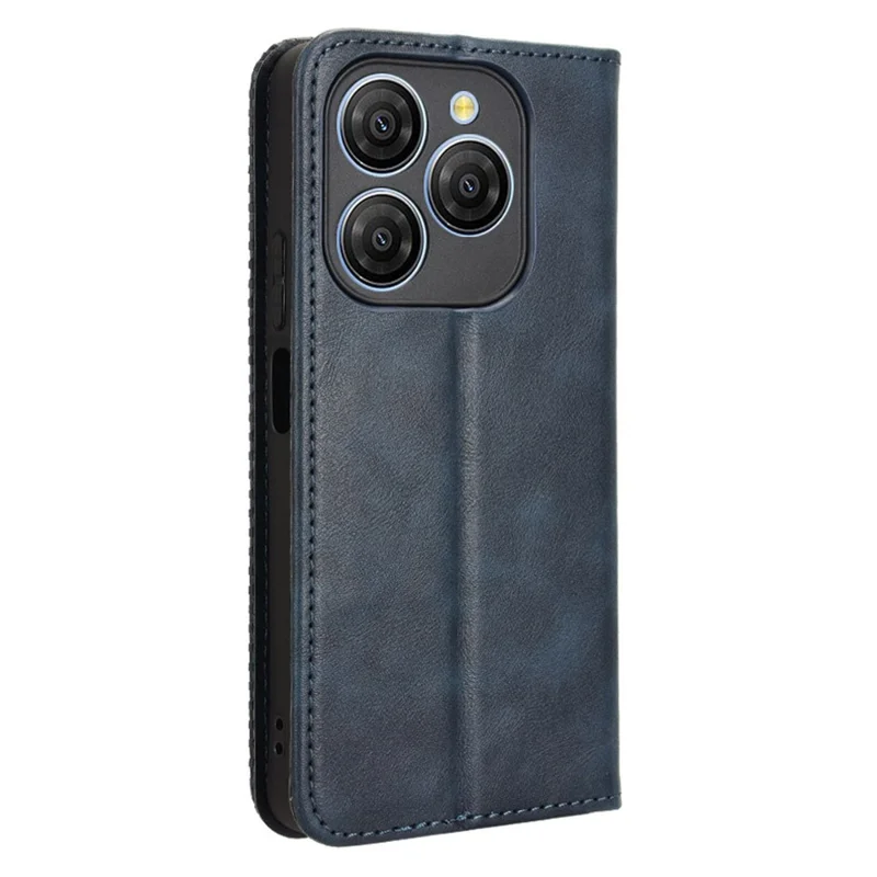 For Blackview Shark 9 5G Leather Case Wallet Stand Retro Texture Phone Cover - Blue