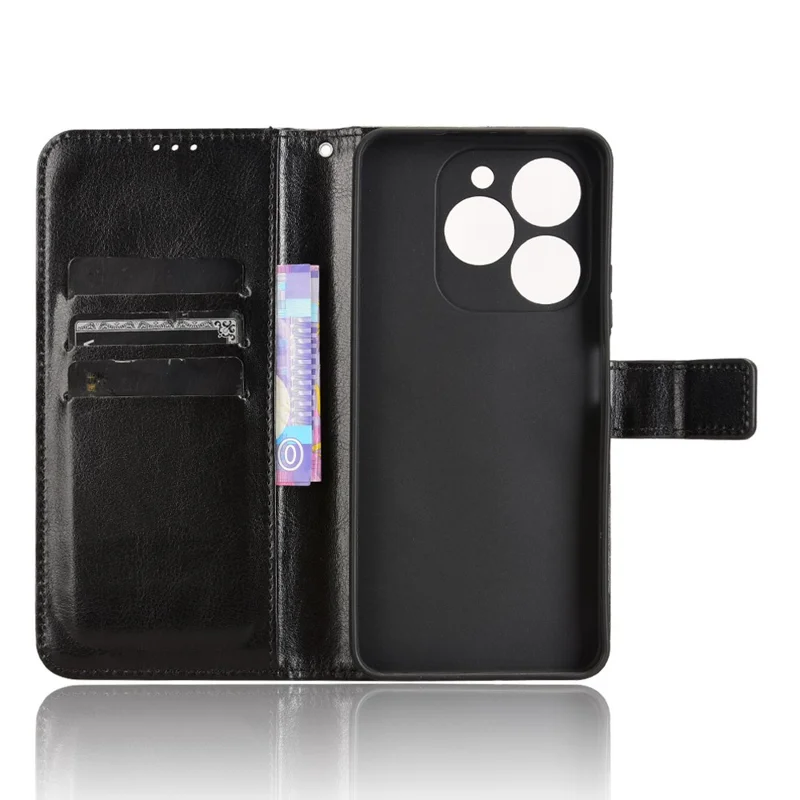 For Blackview Shark 9 5G Case Crazy Horse Texture PU Leather Phone Wallet Cover - Black