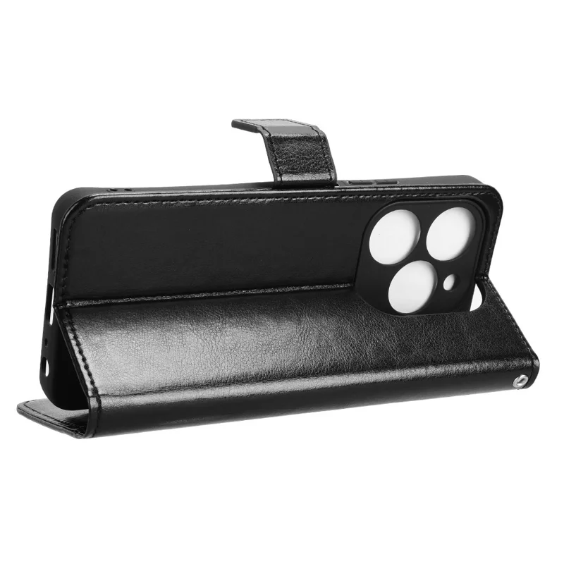 For Blackview Shark 9 5G Case Crazy Horse Texture PU Leather Phone Wallet Cover - Black