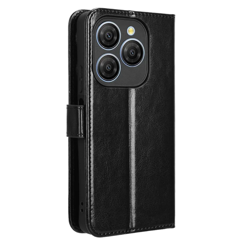 For Blackview Shark 9 5G Case Crazy Horse Texture PU Leather Phone Wallet Cover - Black