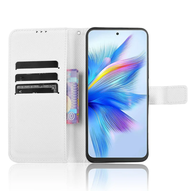 For Blackview Shark 9 5G Case PU Leather Diamond Texture Wallet Phone Cover - White