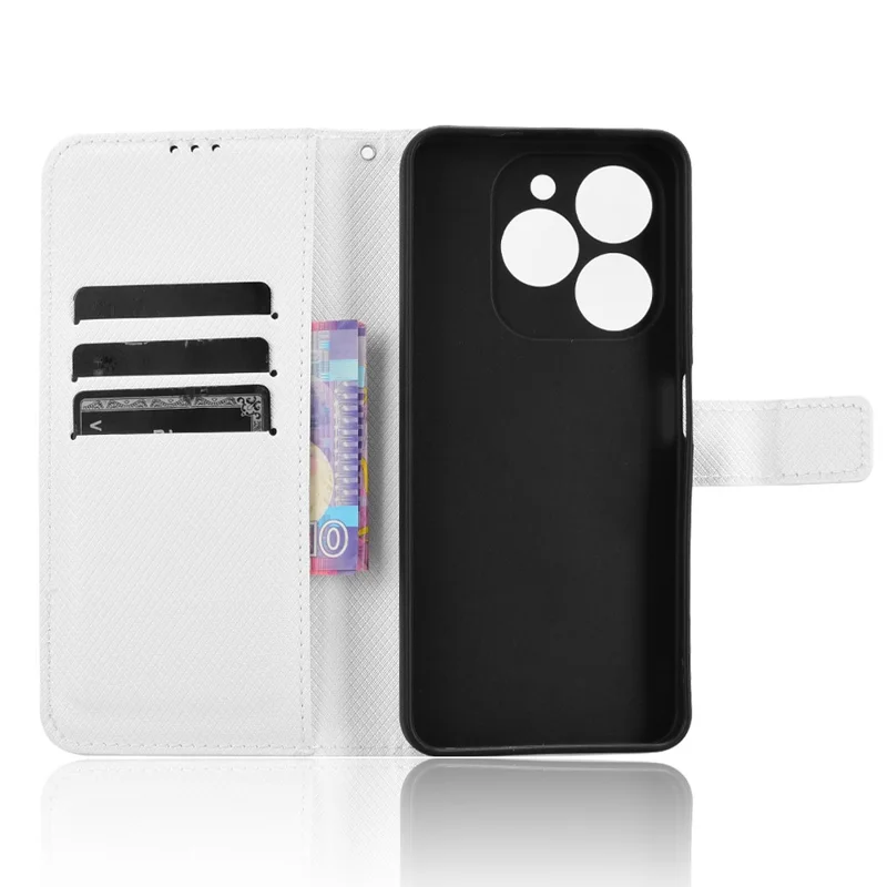 For Blackview Shark 9 5G Case PU Leather Diamond Texture Wallet Phone Cover - White