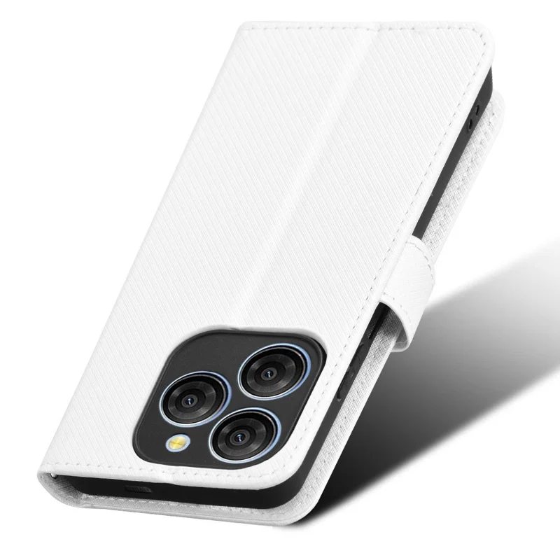 For Blackview Shark 9 5G Case PU Leather Diamond Texture Wallet Phone Cover - White