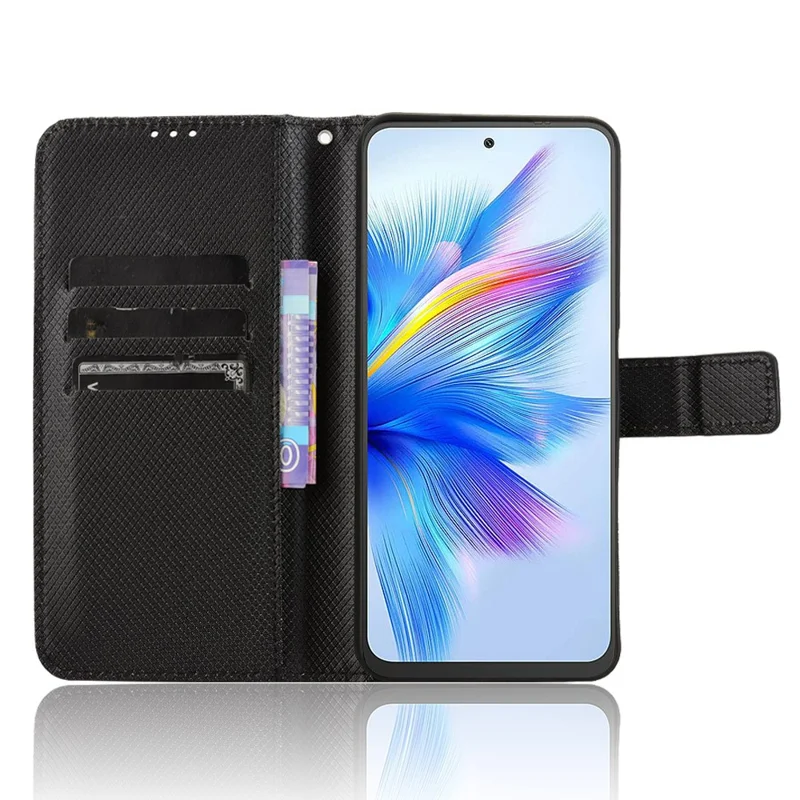 For Blackview Shark 9 5G Case PU Leather Diamond Texture Wallet Phone Cover - Black