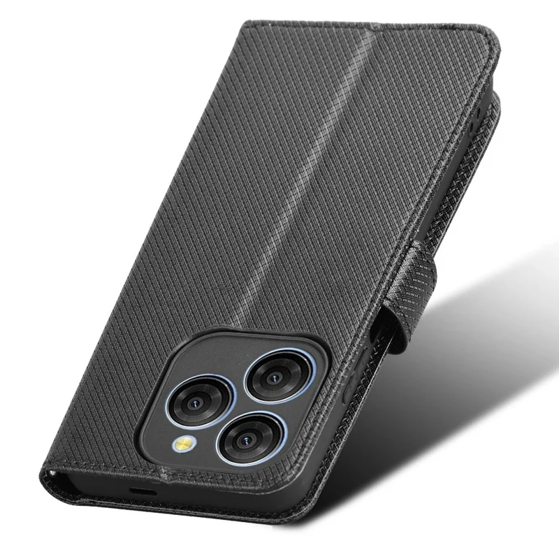 For Blackview Shark 9 5G Case PU Leather Diamond Texture Wallet Phone Cover - Black