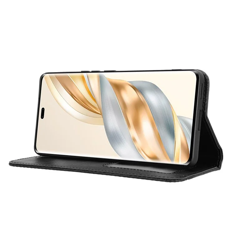 Étui en cuir pour Honor X9c 5G / Magic7 Lite 5G / X60 Pro 5G, portefeuille, support, texture rétro, housse de téléphone - Noir