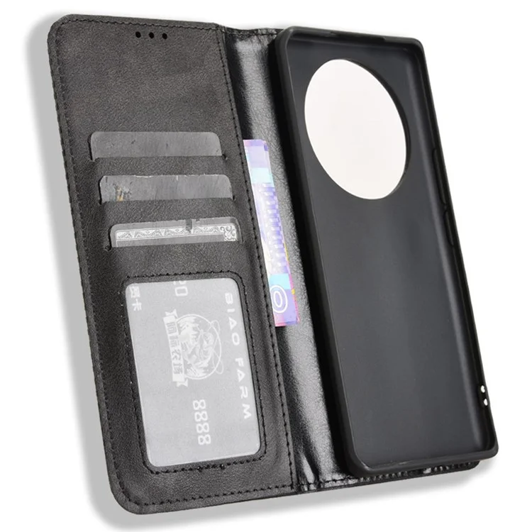 Étui en cuir pour Honor X9c 5G / Magic7 Lite 5G / X60 Pro 5G, portefeuille, support, texture rétro, housse de téléphone - Noir