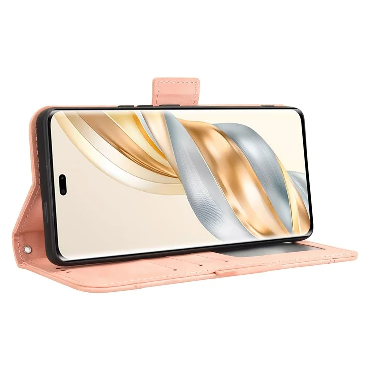 Funda de cuero para Honor X9c 5G / Magic7 Lite 5G / X60 Pro 5G con múltiples ranuras para tarjetas - Rosa