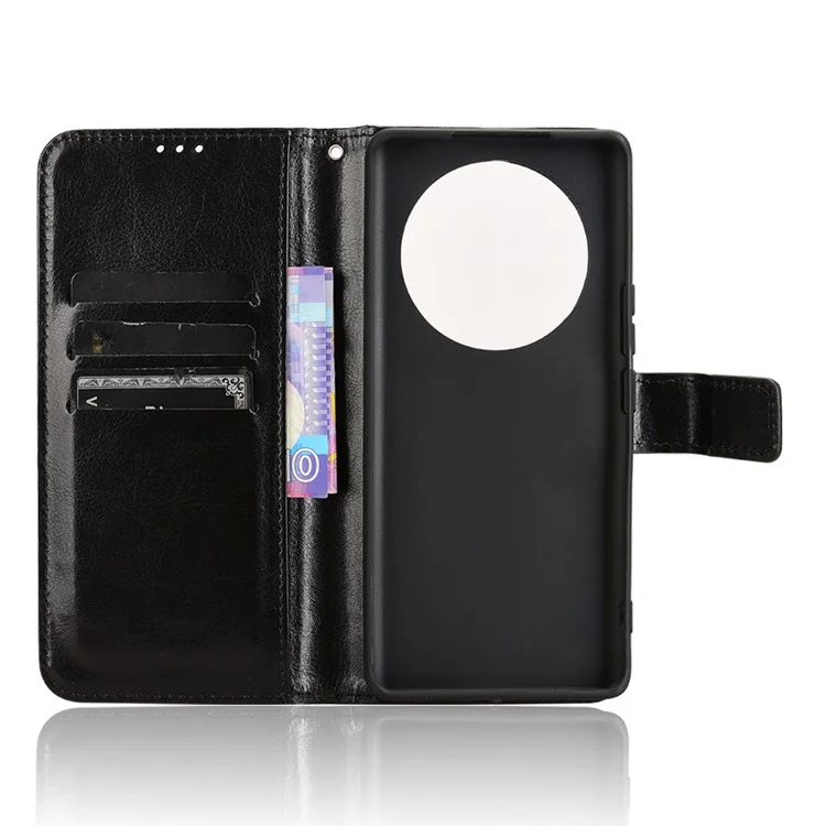 Étui en cuir pour Honor X9c 5G / Magic7 Lite 5G / X60 Pro 5G, avec texture de cheval fou, housse de téléphone portefeuille - Noir