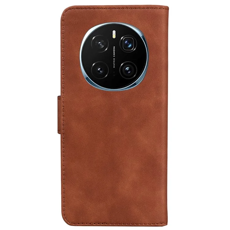 For Honor Magic7 Pro 5G Hülle Einfarbiges Leder Brieftaschen Handyhülle - Braun