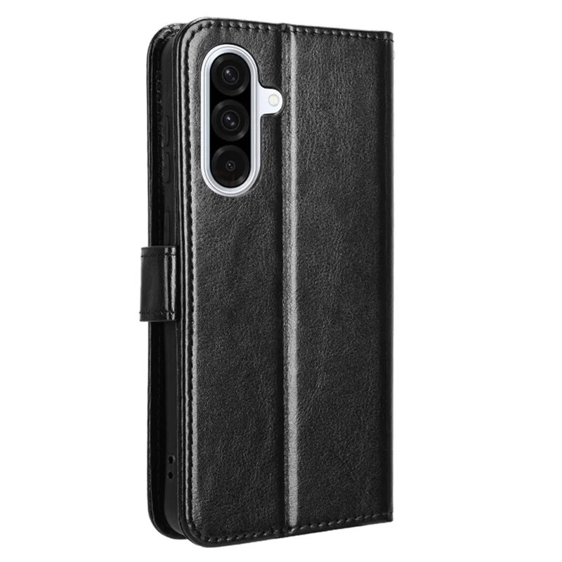 Für Samsung Galaxy A36 5G Hülle Crazy Horse Textur PU Leder Handyhülle mit Geldbörse - Schwarz