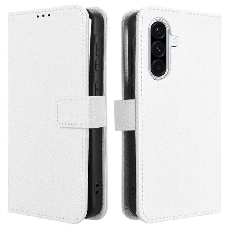Étui pour Samsung Galaxy A36 5G en cuir PU avec texture diamantée - Blanc