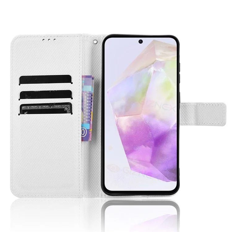 Étui pour Samsung Galaxy A36 5G en cuir PU avec texture diamantée - Blanc
