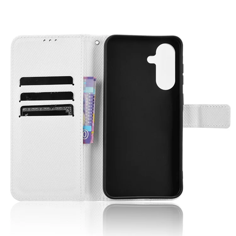 Étui pour Samsung Galaxy A36 5G en cuir PU avec texture diamantée - Blanc