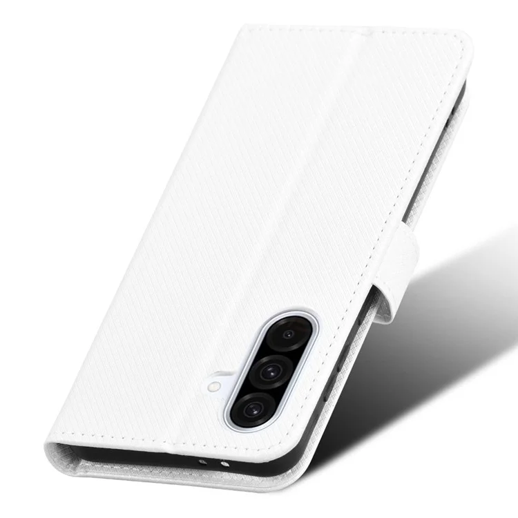 Étui pour Samsung Galaxy A36 5G en cuir PU avec texture diamantée - Blanc