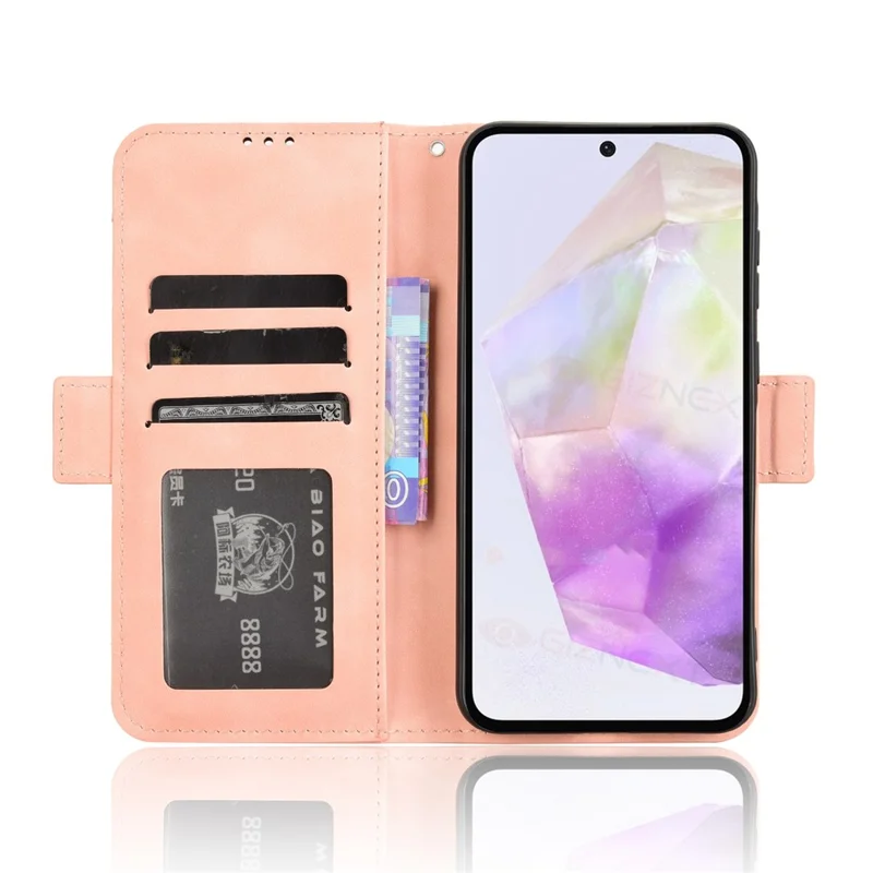 Voor Samsung Galaxy A56 5G Leren Hoesje Telefoonportemonnee met Meerdere Kaartvakken - Roze